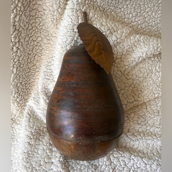 Brass/wood Apple & Pear Home Decor Set - Picture 2 of 6